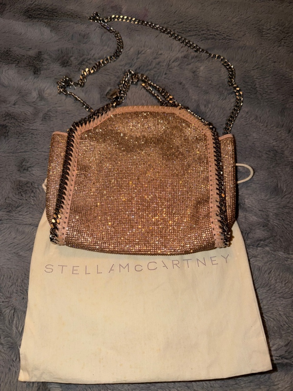 Preloved Stella McCartney Falabella crossbody beige mirco crystals with silver